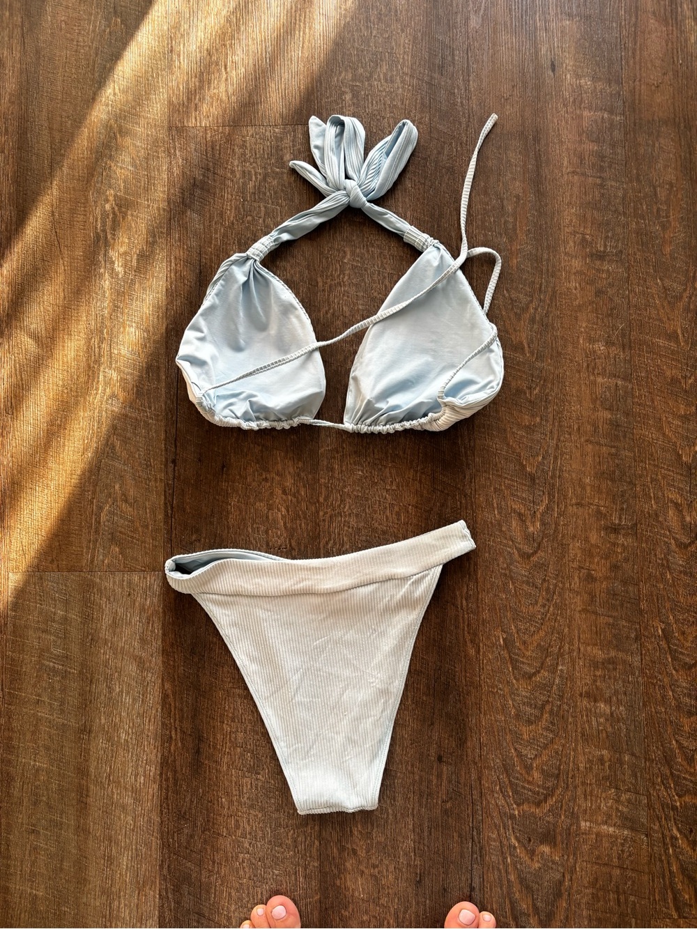 Source Unknown Light Blue Ribbed Bikini Set - Picture 4 of 6